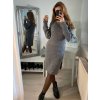 Šaty pletené s rolákem dlouhý rukáv dámské (S/M ONE SIZE) ITALSKÁ MÓDA IMPLI228404/DR (Velikost S/M/L, Barva béžová)