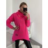 Svetr pletený prodloužený s rolákem dlouhý rukáv dámský (L/XL ONE SIZE) ITALSKÁ MÓDA IM4221283/DR (Velikost S/M/L, Barva růžová neon)