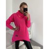 Svetr pletený prodloužený s rolákem dlouhý rukáv dámský (L/XL ONE SIZE) ITALSKÁ MÓDA IM4221283/DR (Velikost S/M/L, Barva růžová neon)