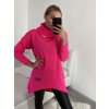 Svetr pletený prodloužený s rolákem dlouhý rukáv dámský (L/XL ONE SIZE) ITALSKÁ MÓDA IM4221283/DR (Velikost S/M/L, Barva růžová neon)