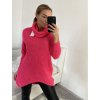 Svetr pletený prodloužený s rolákem dlouhý rukáv dámský (L/XL ONE SIZE) ITALSKÁ MÓDA IM4221286/DR (Velikost S/M/L, Barva růžová neon)