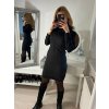 Šaty žebrované s rolákem dlouhý rukáv dámské (S/M ONE SIZE) ITALSKÁ MÓDA IMWB22344/DR (Velikost S/M/L, Barva Černá)