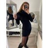 Šaty úpletové carmen s rolákem dlouhý rukáv dámské (S/M ONE SIZE) ITALSKá IM422JK7026/DR (Velikost S/M/L, Barva Černá)