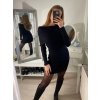 Šaty úpletové carmen s rolákem dlouhý rukáv dámské (S/M ONE SIZE) ITALSKá IM422JK7026/DR (Velikost S/M/L, Barva Černá)