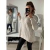 Svetr oversize pletený dlouhý rukáv dámský (S/M ONE SIZE) ITALSKÁ MÓDA IMM222008/DR (Velikost S/M/L, Barva béžová)