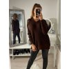 Svetr oversize pletený dlouhý rukáv dámský (S/M ONE SIZE) ITALSKÁ MÓDA IMM222008/DR (Velikost S/M/L, Barva béžová)