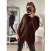 Svetr oversize pletený dlouhý rukáv dámský (S/M ONE SIZE) ITALSKÁ MÓDA IMM222008/DR (Velikost S/M/L, Barva béžová)