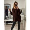 Svetr oversize pletený dlouhý rukáv dámský (S/M ONE SIZE) ITALSKÁ MÓDA IMM222008/DR (Velikost S/M/L, Barva béžová)