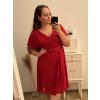 Šaty společenské elegantní šifonové krátký rukáv dámské nadrozměr (XL/2XL ONE SIZE) ITALSKÁ MÓDA IMM22ZO9013/DR