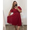 Šaty společenské elegantní šifonové krátký rukáv dámské nadrozměr (XL/2XL ONE SIZE) ITALSKÁ MÓDA IMM22ZO9013/DR