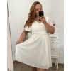 Šaty společenské elegantní šifonové krátký rukáv dámské nadrozměr (XL/2XL ONE SIZE) ITALSKÁ MÓDA IMM22ZO9013/DR