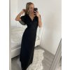 Šaty dlouhé plesové společenské krátký rukáv dámské (S/M/L ONE SIZE) ITALSKÁ MÓDA IMH2280330/DR (Velikost M/L, Barva Černá)