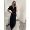 Šaty dlouhé plesové společenské krátký rukáv dámské (S/M/L ONE SIZE) ITALSKÁ MÓDA IMH2280330/DR (Velikost M/L, Barva Černá)