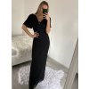Šaty dlouhé plesové společenské krátký rukáv dámské (S/M/L ONE SIZE) ITALSKÁ MÓDA IMH2280330/DR (Velikost M/L, Barva Černá)