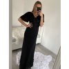 Šaty dlouhé plesové společenské krátký rukáv dámské (S/M/L ONE SIZE) ITALSKÁ MÓDA IMH2280330/DR (Velikost M/L, Barva Černá)