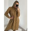 Šaty pletené dlouhý rukáv dámské (L/2XL ONE SIZE) ITALSKÁ MÓDA IMWAA223670/DR (Velikost S/M/L, Barva béžová)
