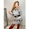 Šaty vánoční dlouhý rukáv se stojáčkem dámské (S/M ONE SIZE) ITALSKÁ MÓDA IMWB22370/DR (Velikost S/M/L, Barva bílá)