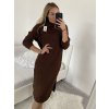 Šaty pletené s rolákem dlouhý rukáv dámské (S/M/L/XL ONE SIZE) ITALSKÁ MÓDA IMWA224000/DR (Velikost S/M/L, Barva béžová)