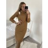 Šaty pletené s rolákem dlouhý rukáv dámské (S/M/L/XL ONE SIZE) ITALSKÁ MÓDA IMWA224000/DR (Velikost S/M/L, Barva béžová)