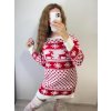 Šaty pletené/svetr prodloužený dlouhý rukáv dámský vánoční (S/M ONE SIZE) ITALSKÁ MÓDA IMM22vn20286/DR (Velikost S/M/L, Barva bílá)