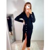 Šaty elegantní dlouhý rukáv dámské (S/M ONE SIZE) ITALSKÁ MÓDA IMWE223781/DR (Velikost S/M/L, Barva Černá)