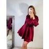Šaty elegantní saténové dlouhý rukáv dámské (S/M ONE SIZE) ITALSKÁ MÓDA IMWD223636/DR (Velikost S/M/L, Barva Černá)