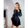 Šaty elegantní saténové dlouhý rukáv dámské (S/M ONE SIZE) ITALSKÁ MÓDA IMWD223636/DR (Velikost S/M/L, Barva Černá)