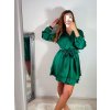 Šaty elegantní saténové dlouhý rukáv dámské (S/M ONE SIZE) ITALSKÁ MÓDA IMWD223636/DR (Velikost S/M/L, Barva Černá)