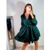 Šaty elegantní saténové dlouhý rukáv dámské (S/M ONE SIZE) ITALSKÁ MÓDA IMWD223636/DR (Velikost S/M/L, Barva Černá)