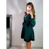 Šaty elegantní saténové dlouhý rukáv dámské (S/M ONE SIZE) ITALSKÁ MÓDA IMWD223636/DR (Velikost S/M/L, Barva Černá)