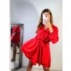 Šaty elegantní saténové dlouhý rukáv dámské (S/M ONE SIZE) ITALSKÁ MÓDA IMWD223636/DR (Velikost S/M/L, Barva Černá)