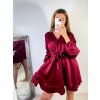 Šaty elegantní saténové dlouhý rukáv dámské (S/M ONE SIZE) ITALSKÁ MÓDA IMWD223636/DR