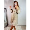 Šaty elegantní s páskem dlouhý rukáv dámské (S/M ONE SIZE) ITALSKÁ MÓDA IMWGS223926/DR (Velikost S/M/L, Barva béžová)