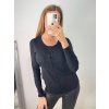 Svetr tenký na knoflíčky dlouhý rukáv dámský (S/M ONE SIZE) ITALSKá MóDA IMM22Fd5803/DR (Velikost S/M/L, Barva Černá)