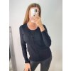 Svetr tenký na knoflíčky dlouhý rukáv dámský (S/M ONE SIZE) ITALSKá MóDA IMM22Fd5803/DR (Velikost S/M/L, Barva Černá)
