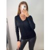 Svetr tenký na knoflíčky dlouhý rukáv dámský (S/M ONE SIZE) ITALSKá MóDA IMM22Fd9072/DR (Velikost S/M/L, Barva Černá)