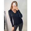 Svetr tenký na knoflíčky dlouhý rukáv dámský (S/M ONE SIZE) ITALSKá MóDA IMM22Fd9072/DR (Velikost S/M/L, Barva Černá)