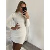 Šaty úpletové s rolákem dlouhý rukáv dámské (S/M ONE SIZE) ITALSKá MóDA IMM225958/DU (Velikost S/M/L, Barva béžová krémová)