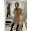 Šaty pletené s rolákem dlouhý rukáv dámské (S/M ONE SIZE) ITALSKÁ MÓDA IM4227200/DR (Velikost S/M/L, Barva béžová)