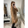 Šaty pletené s rolákem dlouhý rukáv dámské (S/M ONE SIZE) ITALSKÁ MÓDA IM4227200/DR (Velikost S/M/L, Barva béžová)