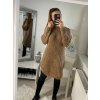 Šaty pletené s rolákem dlouhý rukáv dámské (S/M ONE SIZE) ITALSKÁ MÓDA IM4227200/DR (Velikost S/M/L, Barva béžová)