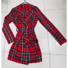 Šaty elegantní košilové s páskem dlouhý rukáv dámské (S-XL) ITALSKÁ MÓDA IMWKK223998/DU (Velikost S, Barva červená)