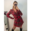 Šaty elegantní košilové s páskem dlouhý rukáv dámské (S-XL) ITALSKÁ MÓDA IMWKK223998/DU (Velikost S, Barva červená)