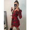 Šaty elegantní košilové s páskem dlouhý rukáv dámské (S-XL) ITALSKÁ MÓDA IMWKK223998/DU (Velikost S, Barva červená)