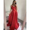 Šaty elegantní společenské dlouhé na ramínka dámské (S/M ONE SIZE) ITALSKÁ MÓDA IMPSH2280608/DU (Velikost S/M/L, Barva červená)
