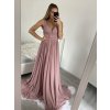 Šaty společenské dlouhé na ramínka dámské (S/M ONE SIZE) ITALSKÁ MÓDA IMPSH2260031/DU (Velikost S/M/L, Barva růžová starorůžová)