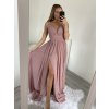 Šaty společenské dlouhé na ramínka dámské (S/M ONE SIZE) ITALSKÁ MÓDA IMPSH2260031/DU (Velikost S/M/L, Barva růžová starorůžová)