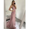 Šaty společenské dlouhé na ramínka dámské (S/M ONE SIZE) ITALSKÁ MÓDA IMPSH2260031/DU (Velikost S/M/L, Barva růžová starorůžová)