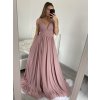 Šaty společenské dlouhé na ramínka dámské (S/M ONE SIZE) ITALSKÁ MÓDA IMPSH2260031/DU (Velikost S/M/L, Barva růžová starorůžová)