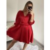 Šaty elegantní saténové dlouhý rukáv dámské (S/M/L ONE SIZE) ITALSKÁ MÓDA IMWB224072/DR (Velikost M/L, Barva červená)